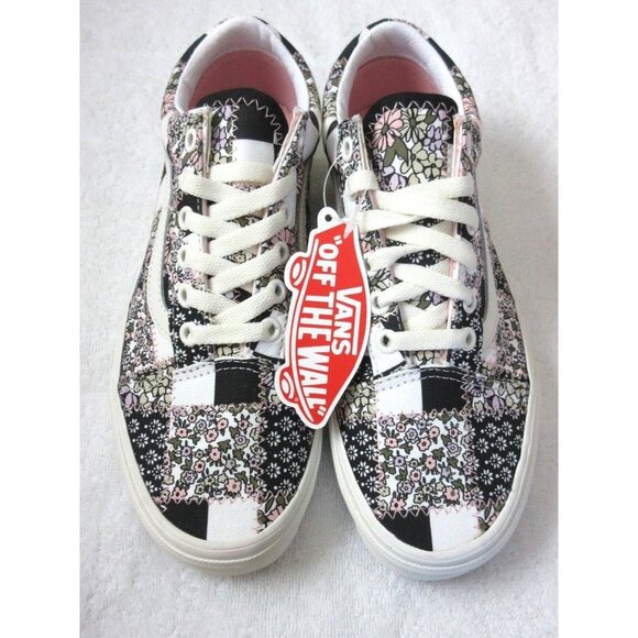 Vans Black and White Floral Athletic Shoes - Picture 3 of 5
